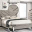 Grand lit gris avec configuration à 4 et 4 pieds, structure en bois, matelas de 8 po recommandé, capacité de poids de 220 lb