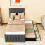 Lit plateforme tapissier avec couchette simple et tiroirs Cuevas Simpkins-219815074-219815075