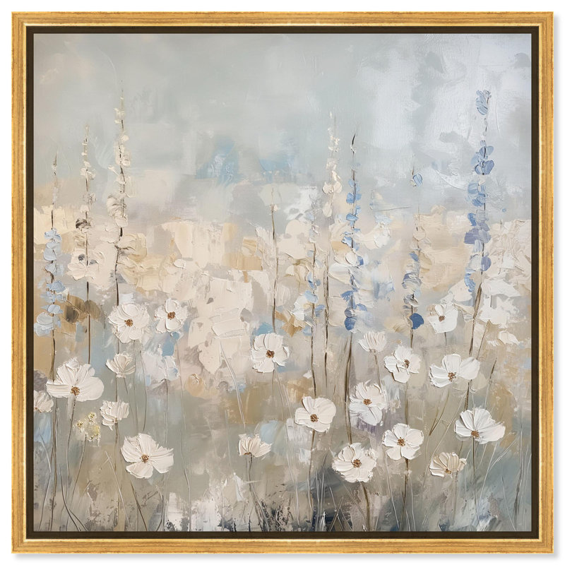 Sable Flowers I Canvas Farmhouse Floral Art by Art Remedy, Gold Floater Framed, 21" H x 21" W x 1.8" D