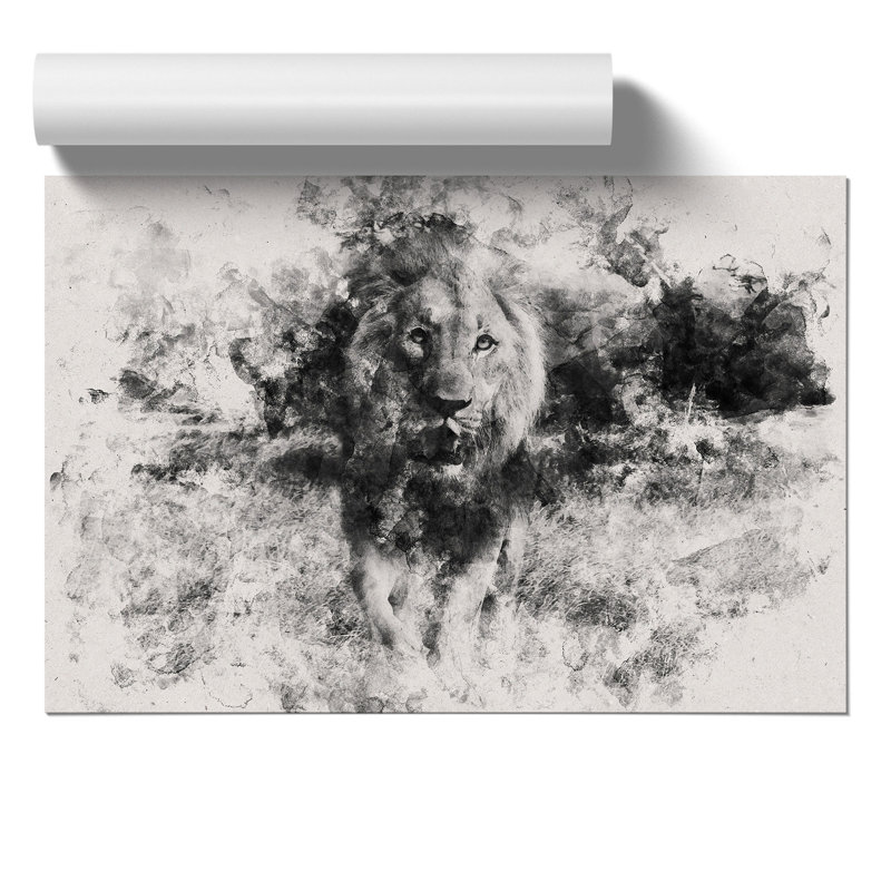 Lion Watercolour - Frameless Print, 59cm H x 84cm W x 0.1cm D