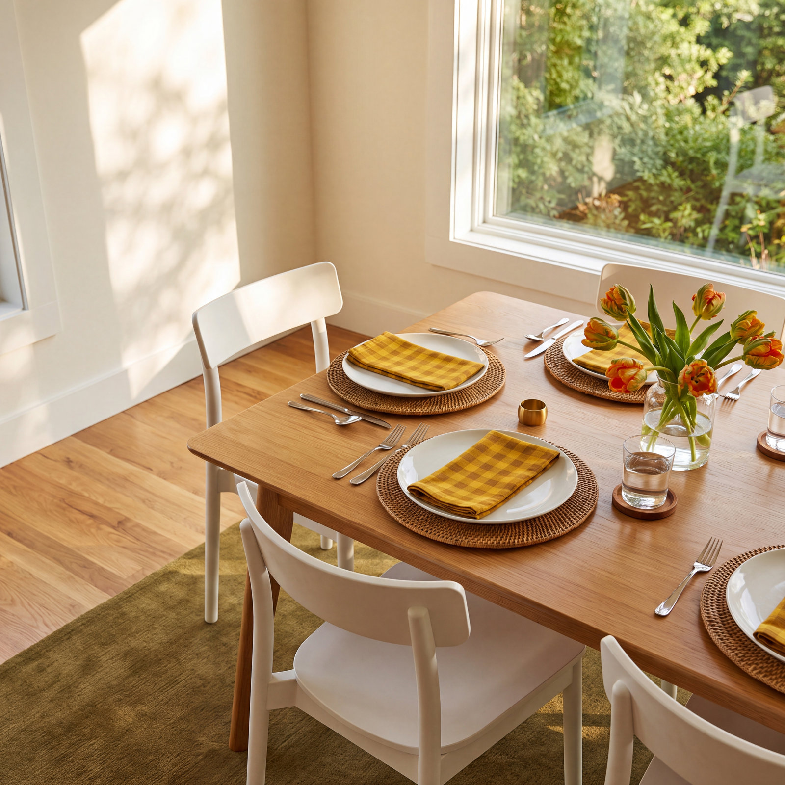 Essential Gingham Tablecloth, Mustard/Bronze