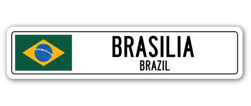 Plaque de rue en aluminium Audet Brasilia, drapeau du Brésil, H 6 po x l 24 po x P 1 po
