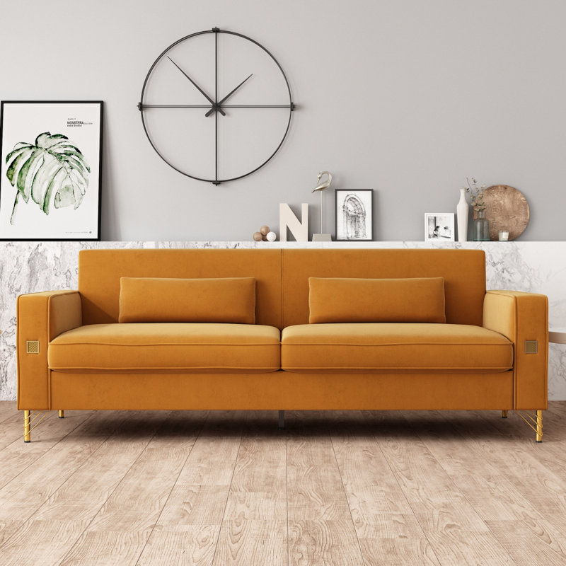 Canapé Lucian Luxe avec détails dorés, Orange