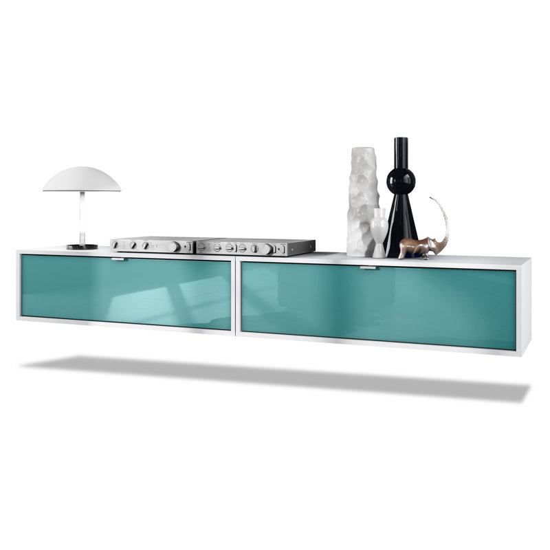 Mccaffrey Unfinished TV Stand for TVs up to 55", White/Petrol High Gloss