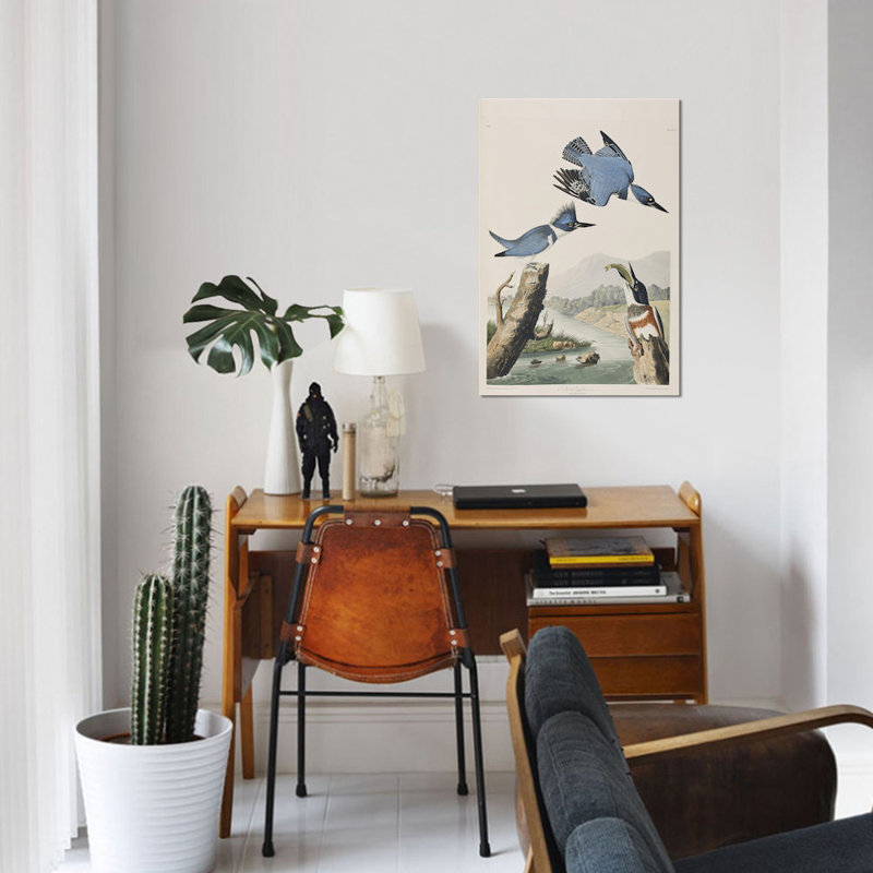 « belted kingfisher », impression sur toile, H 12 po x l 8 po x P 0,75 po, Toile tendue, Pas de tapis