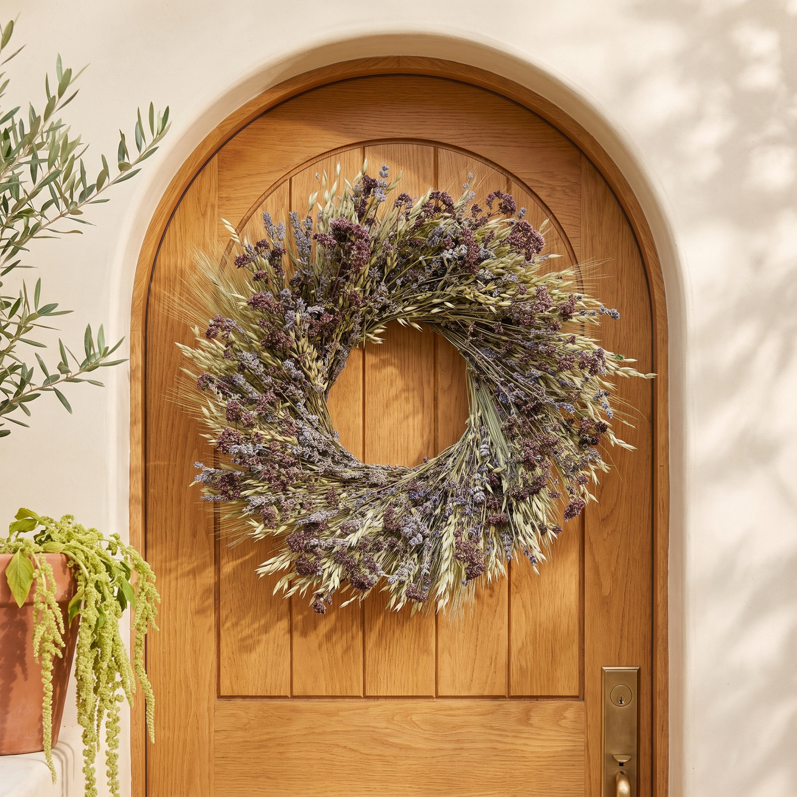 Dried Lavender and Avena Spring Wreath, 22" H x 22" W x 5" D