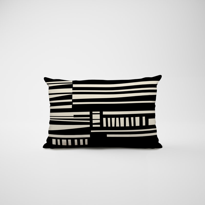 Housse et insert de coussin rectangulaire en polyester pour l'intérieur et l'extérieur, Noir