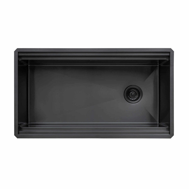 Ruvati 20 x 14 inch Semi-Recessed Drop-in Topmount Rectangular Bathroom Sink, Black