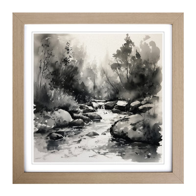 Stream Ink Wash - Framed Print