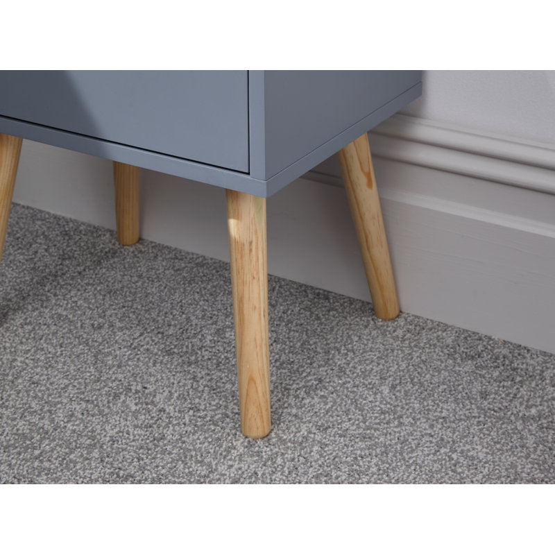 Lalani 40cm W Bedside Table, Dark Grey