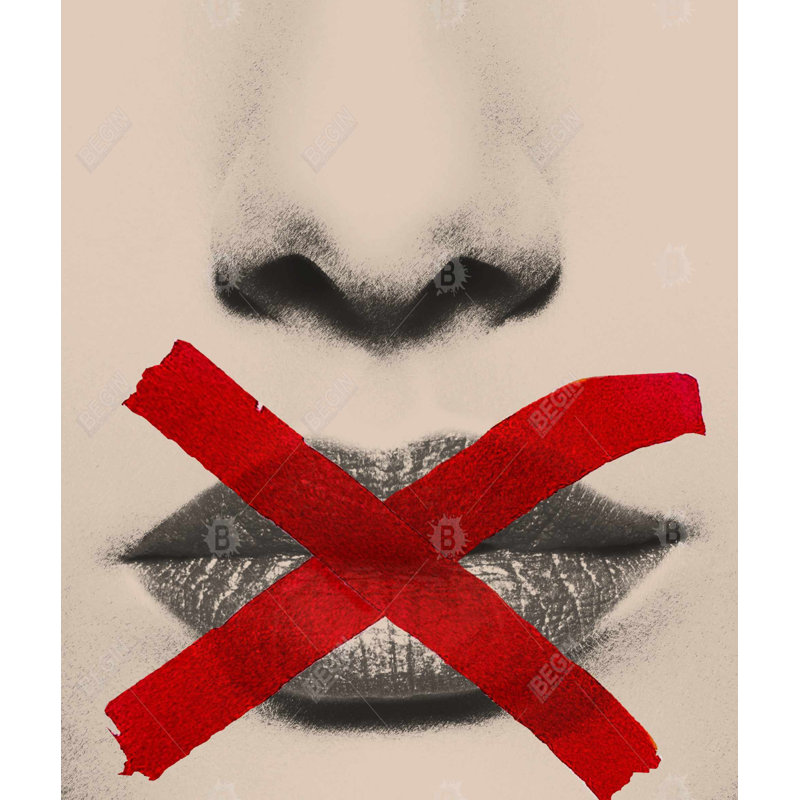 Grayscale Lips with Red X | Modern Figurative Duvet Cover
