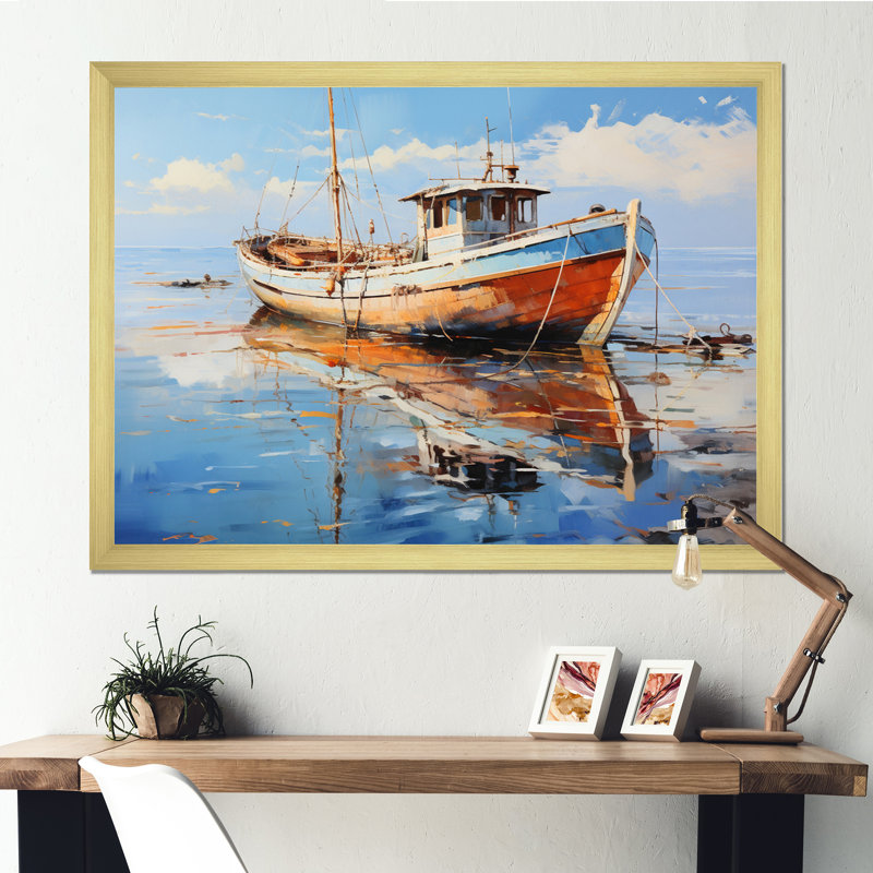 Impression de toile de bateau II - Transport sur toile, Cadre doré à une seule photo, H 30 po x l 40 po x P 1,5 po