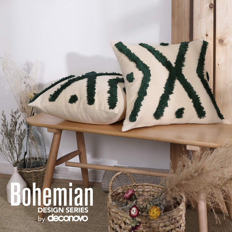 Square Throw Cushion Cover, Dark Green