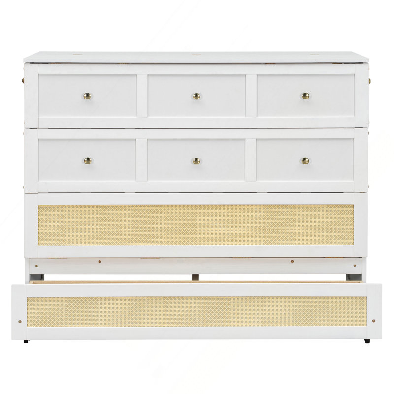 Lit escamotable double avec grands tiroirs, White