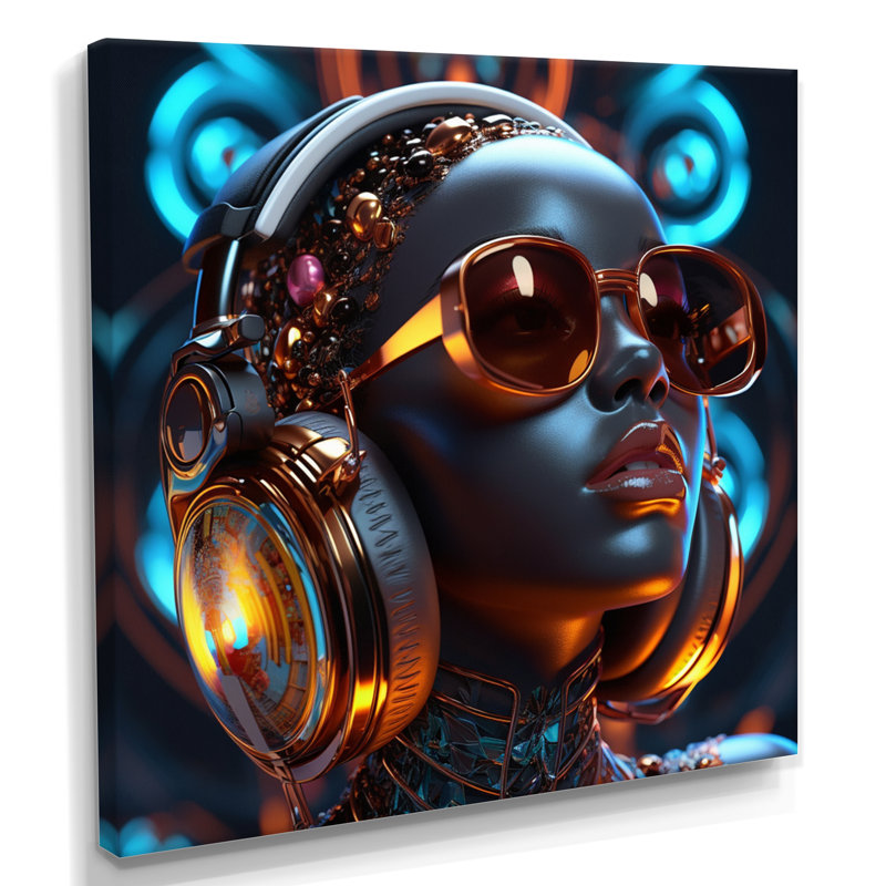 «Cool Afro DJ», reproduction d'art mural, Toile tendue, H 16 po x l 16 po x P 1 po