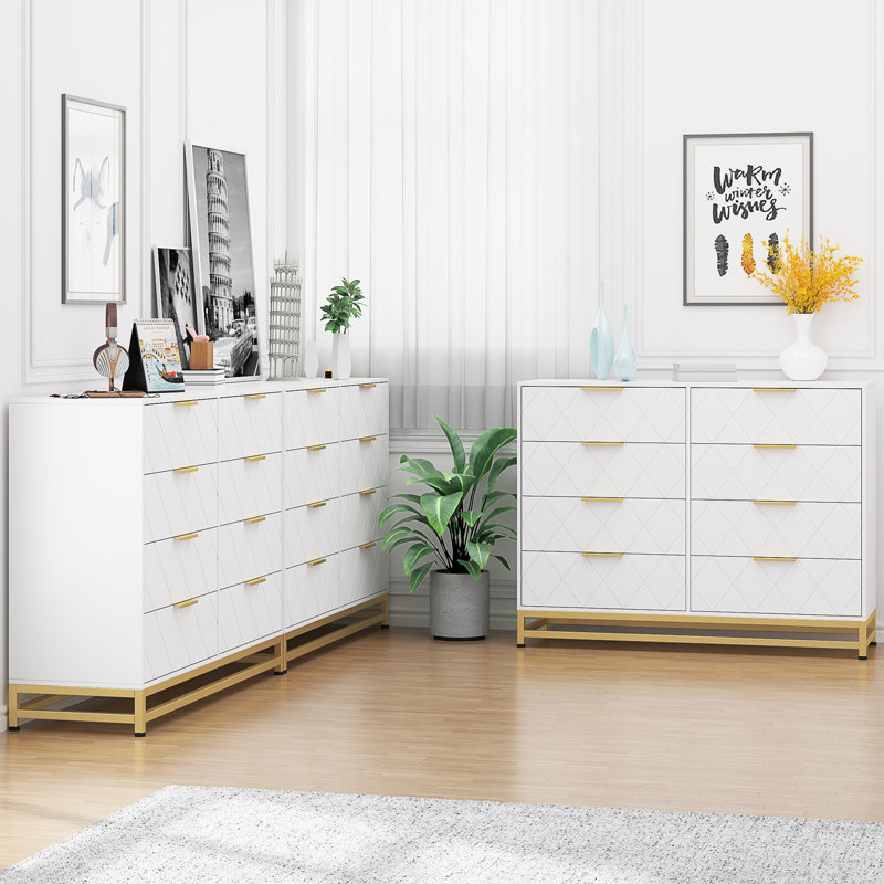 Reetima 47.24'' W 8 - Drawer Dresser, White