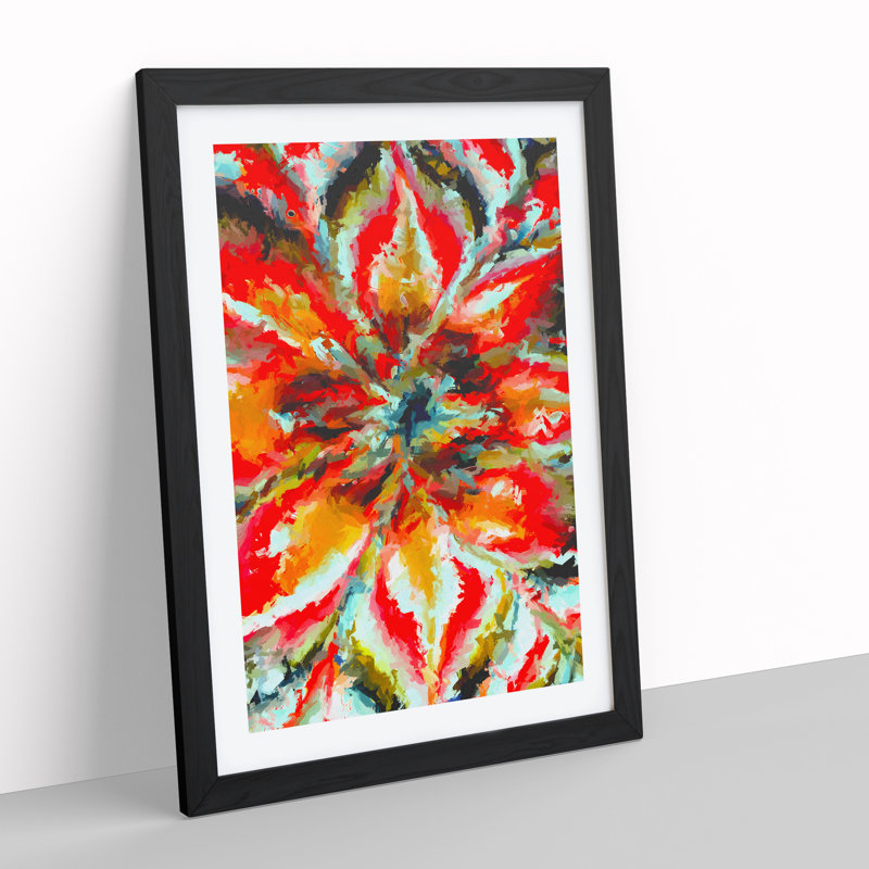 Floral Explosion Abstract - Single Picture Frame Print, Black, 64cm H x 46cm W