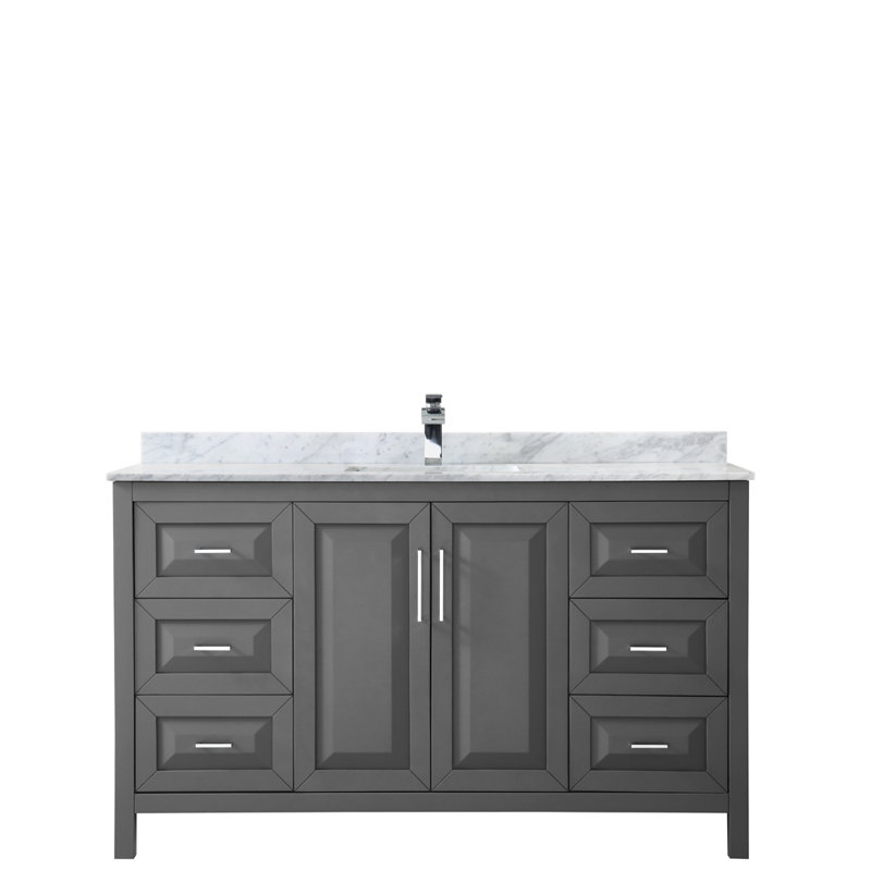 Daria 60" Single Bathroom Vanity Set, White, Polished Chrome, 60"