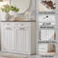 Armoire à linge à panier inclinable double Ahart avec panier de rangement pour salle de bain Farmhouse.-112121240-121671686