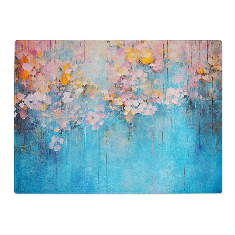 Water Flowers Abstract  Glass Chopping Board