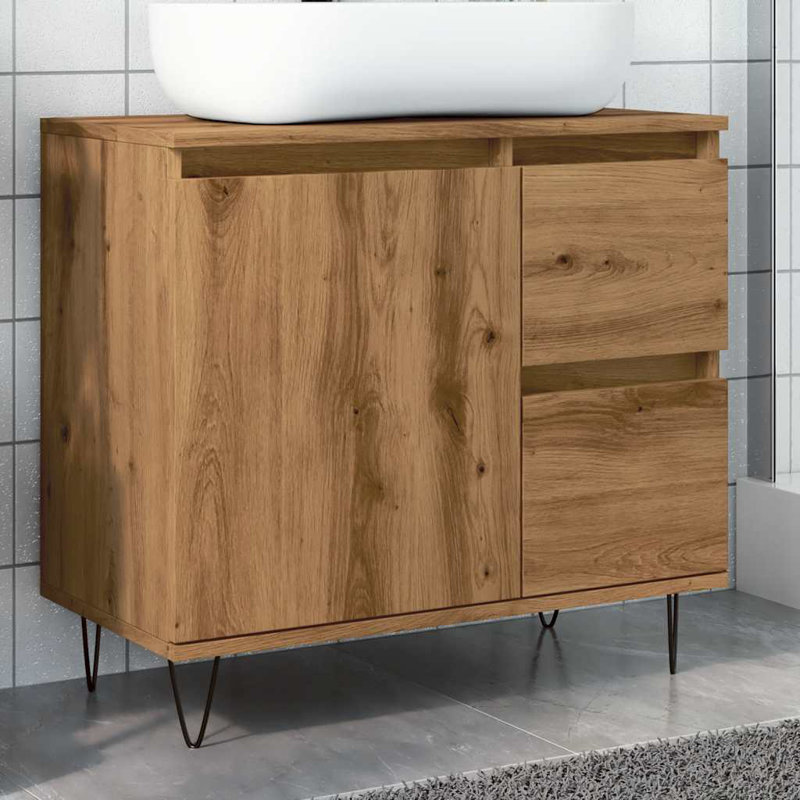  Meuble lavabo pour salle de bain en chêne d'ingénierie 25,6 x 13,0 x 23,6 po Artisan