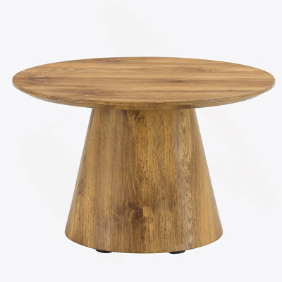 Natural Wood Grain MDF Round Coffee Table - 23.6" Diameter, 13.8" Height.Natural Wood Grain Texture Sticker,Exquisite Wood Grain Surface,Flexible Matchingmround Tabletop Design.