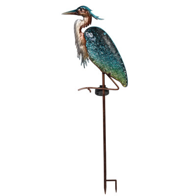 Piquet de jardin en métal - statues de jardin héron bleu à énergie solaire