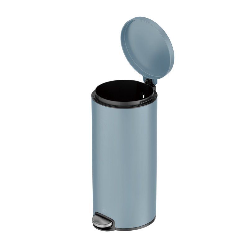 Eva Steel Step On Kitchen Trash Can, Titanium Blue, 30 L
