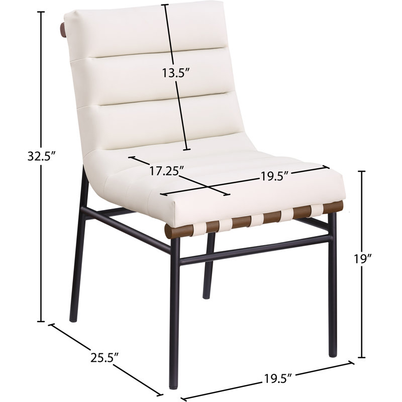 Chaise en cuir Burke, Cuir crème végétalien