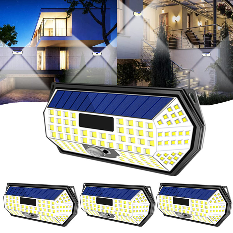 Count 148 - Head LED Solar Powered Dusk to Dawn Outdoor Security Wall Pack with Motion Sensor