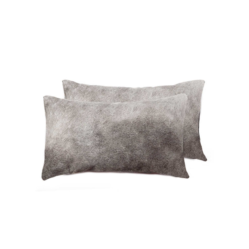Ensemble de deux coussins décoratifs en peau de vache grise 12 po x 20 po