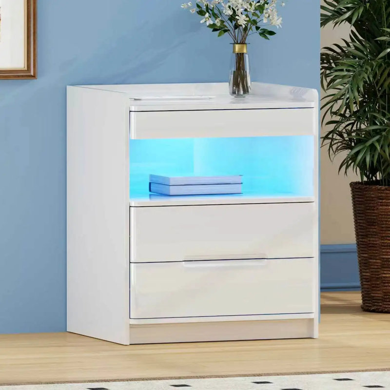 51cm W Bedside Table, White
