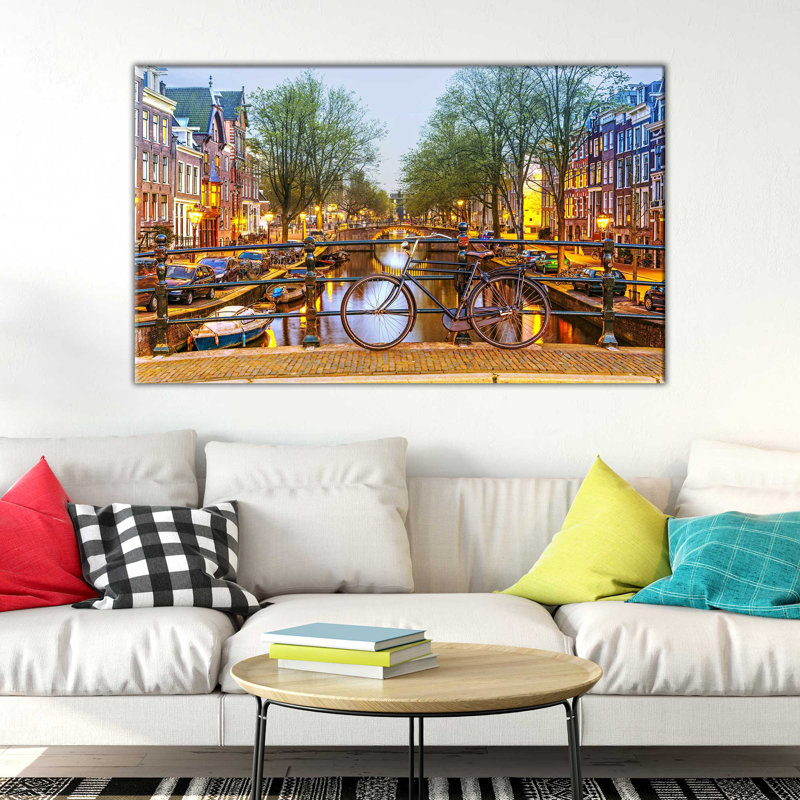 « amsterdam bicycle », reproduction de photo sur toile, H 18 po x l 30 po x P 1 po