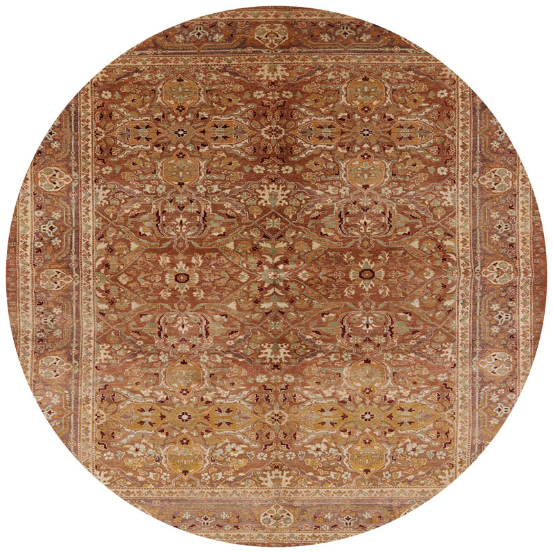 Tapis ivoire / brun clair Roi, Rond 6 pi