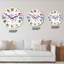 Horloge murale à motif fleurs jaunes et tulipes rouges et violettes-1981349360