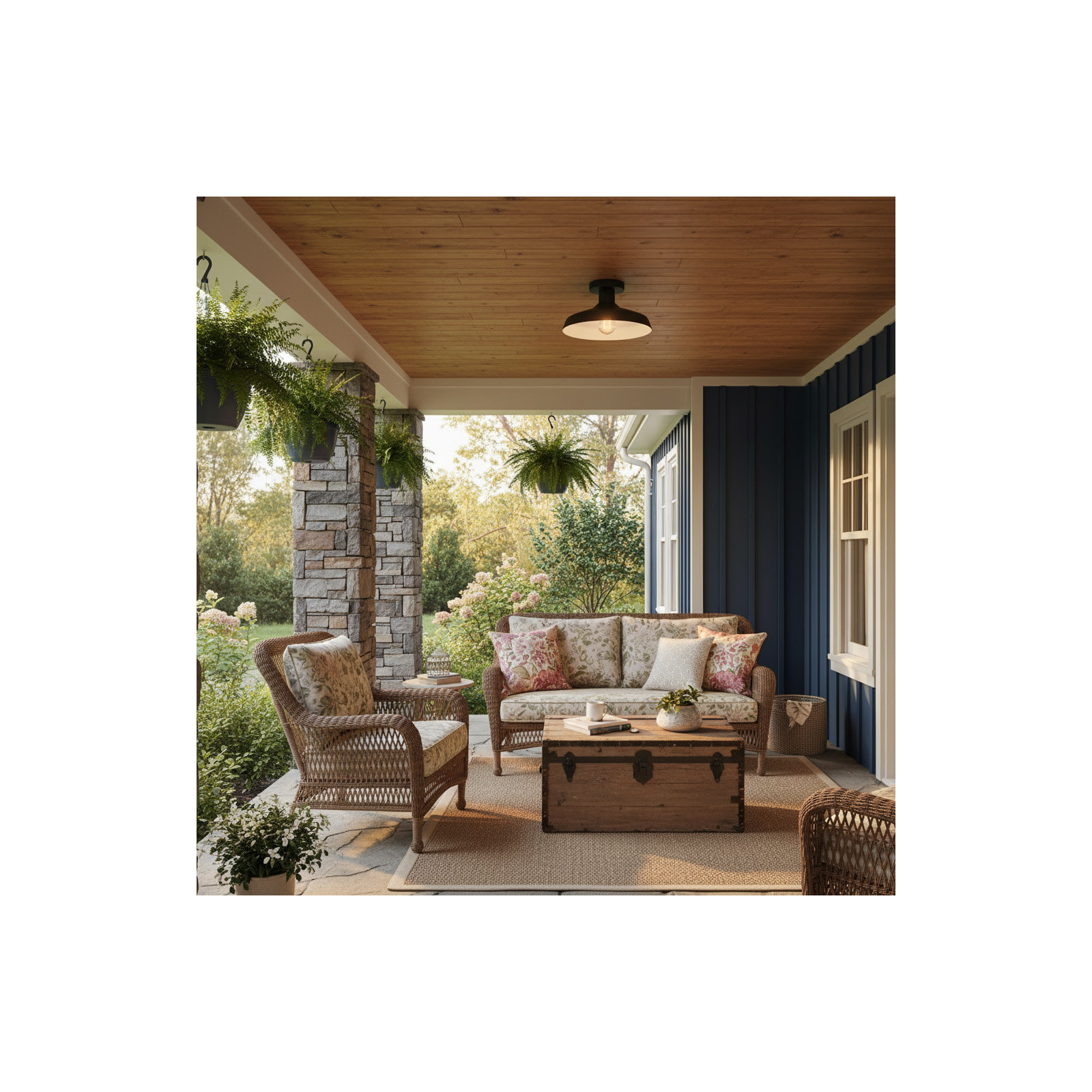 Vanielle Bell Outdoor Semi Flush Mount, Black