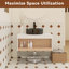 Meuble-lavabo flottant peu encombrant avec rangement ouvert et lavabo vasque-364906942
