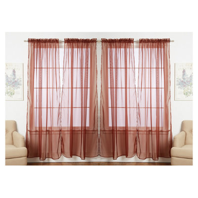  Solid Colour Sheer Rod Pocket Curtain Panels