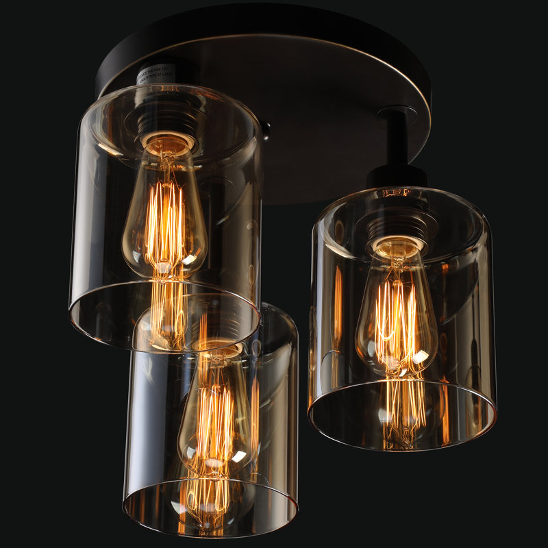 Plafonnier encastré 3 lumières, homologué ETL, ampoules Edison incluses