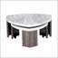 Ensemble de table triangulaire 3 pièces de style contemporain avec motif en marbre, conception peu encombrante pour le salon principal