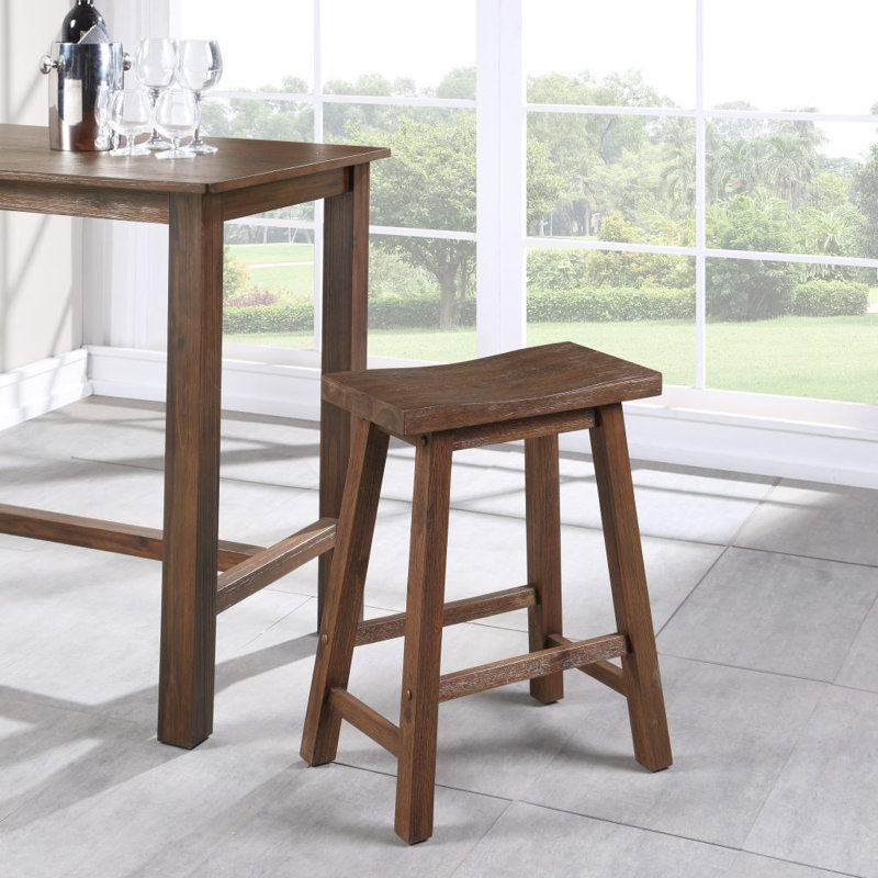 Alessandro Counter Stool with Solid Wood Frame, Chestnut Wire-Brush, Bar Stool (29" Seat Height), 1