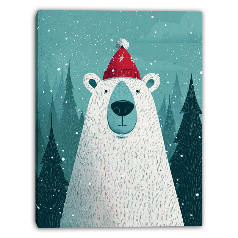 «Cheerful Bear», art mural sur toile tendue, H 16 po x l 12 po