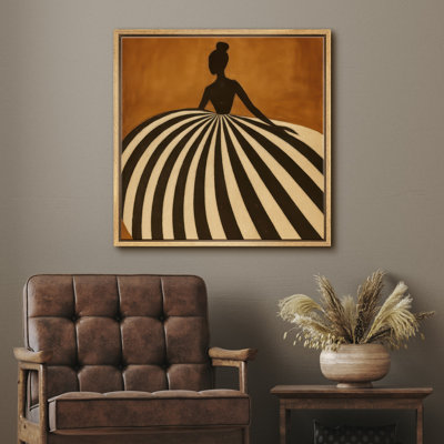 Décoration murale moderne avec figurine de femme avec jupe rayonnante - impression sur toile encadrée