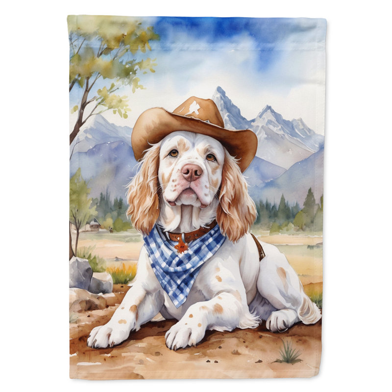 Drapeau Cowboy Welcome Garden, Épagneul clumber