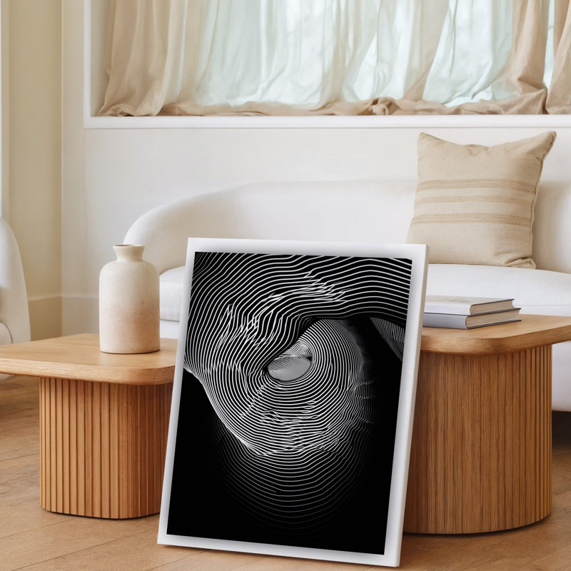 "Toile", créant un design abstrait noir et blanc visuellement frappant, mettant en vedette des lignes tourbillonnantes qui créent une spirale hypnotique