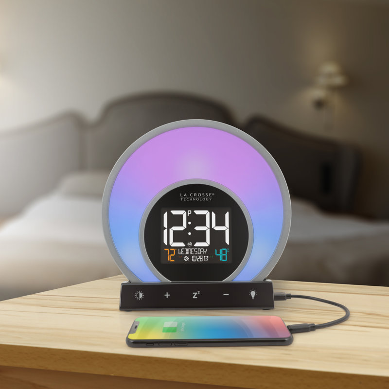 Soluna-S Light Sunrise Black LCD Alarm Clock With Temp