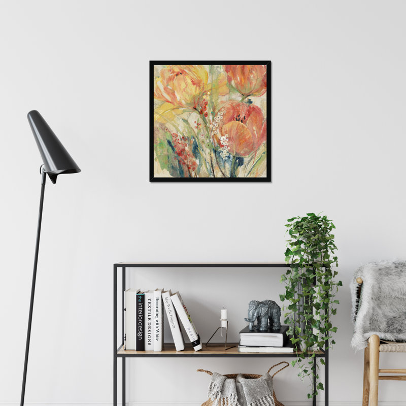 Spring Tulip Array I 1 Piece Painting, 55cm H x 55cm W, Black Framed Paper Print