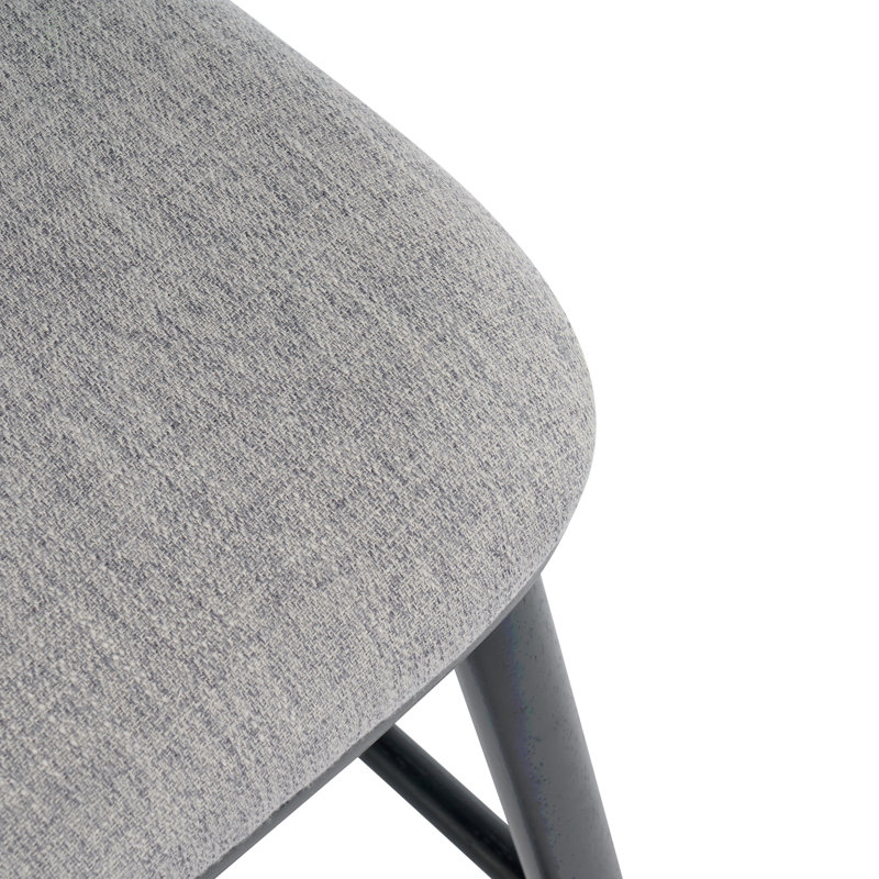 Tabouret de bar d'intérieur en bois Doria, finition noire avec revêtement gris, ensemble de 2