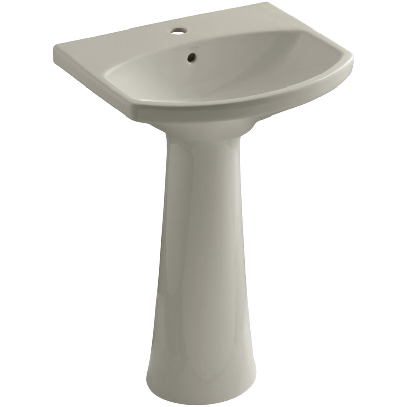 Cimarron 26.81" Vitreous China U-Shape Pedestal Bathroom Sink with Overflow, Sandbar, Single