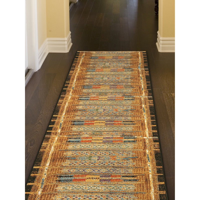 Augustus Machine Woven Striped Area Rug, Runner 1'11" x 7'6"